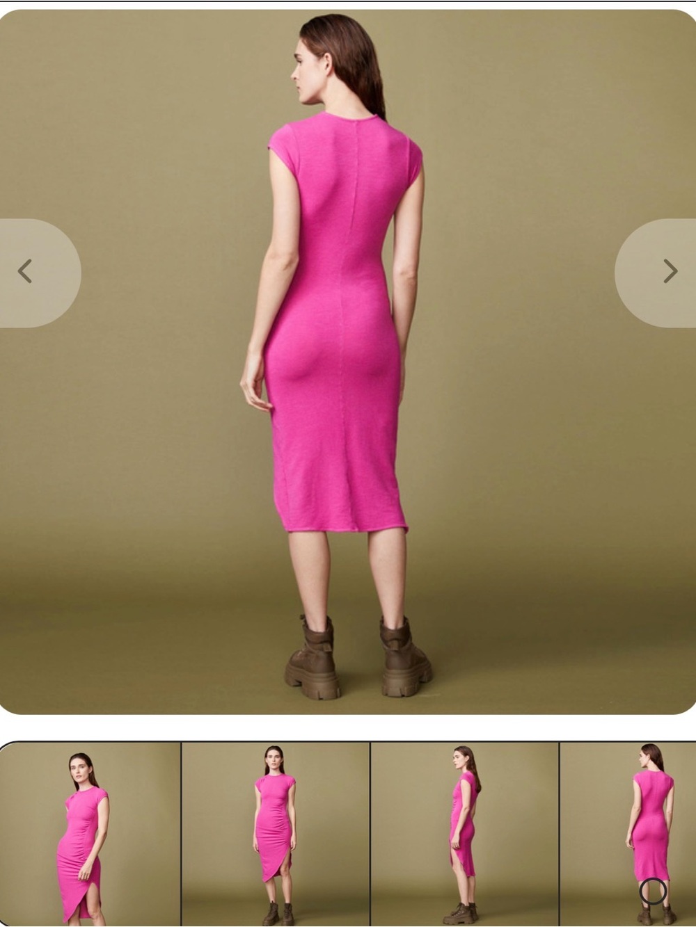 Monrow Hot Pink Ruched High-Low Skirt Dress - Picture 4 of 6